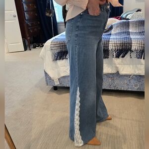 Up-cycled GOOD AMERICAN Jeans Lace Flare Western